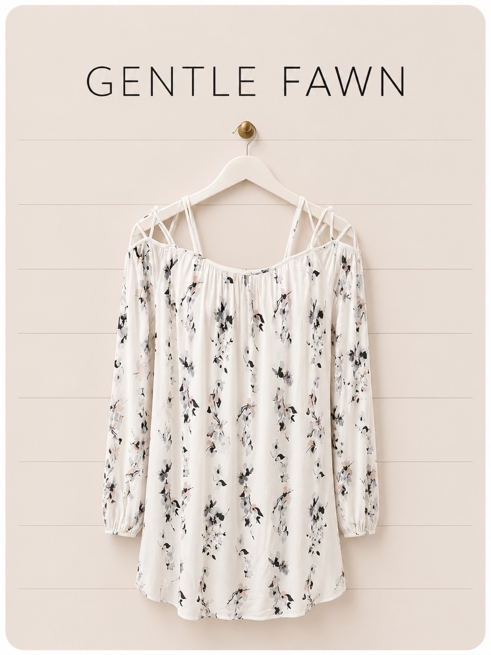 Off-Shoulder Floral Blouse – Gentle Fawn – Size M